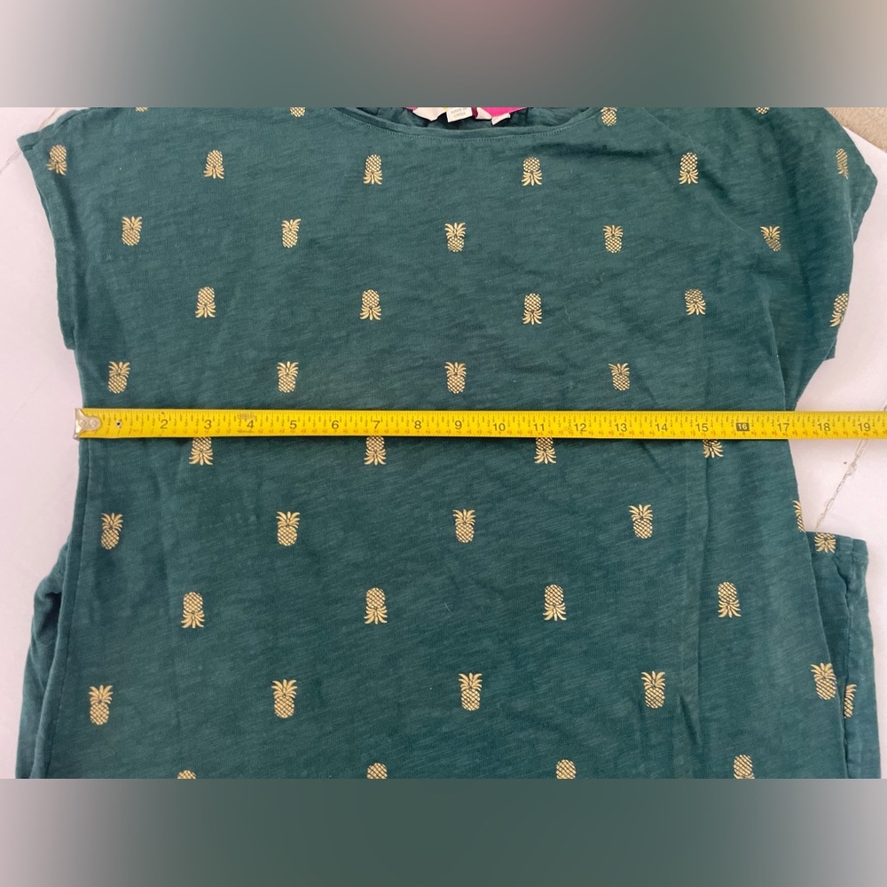 Boden Green Gold Pineapple Print T-shirt Dress 100% Cotton Size 6L - Picture 6 of 7